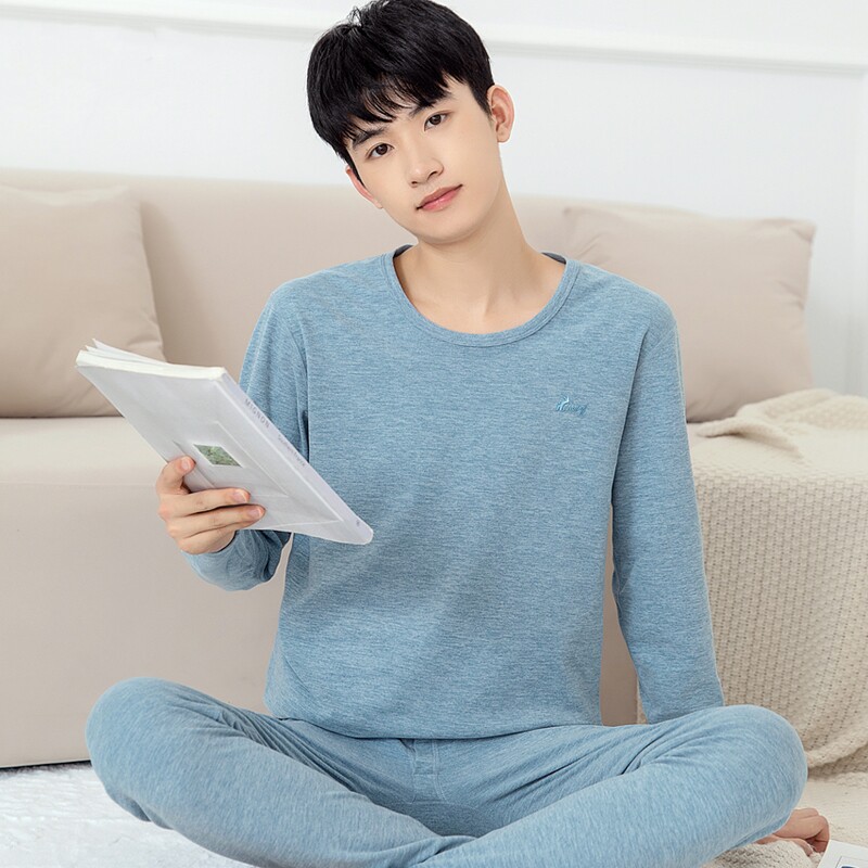 青少年德绒保暖内衣一套装中学生加厚加绒秋衣秋裤打底内搭棉毛衫