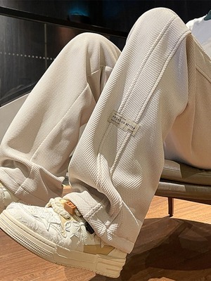 春秋款宽松直筒运动阔腿裤子男士青少年冬季加绒加厚保暖休闲长裤