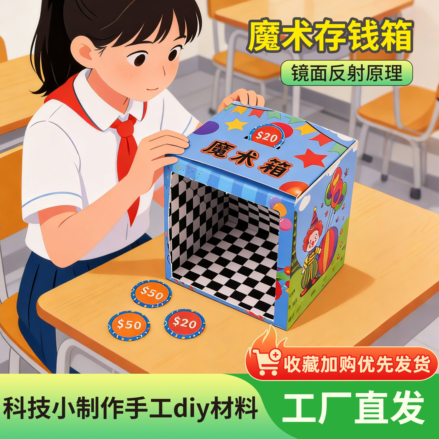 科技小制作DIY魔术存钱箱小学生科学实验儿童手工趣味玩具材料包