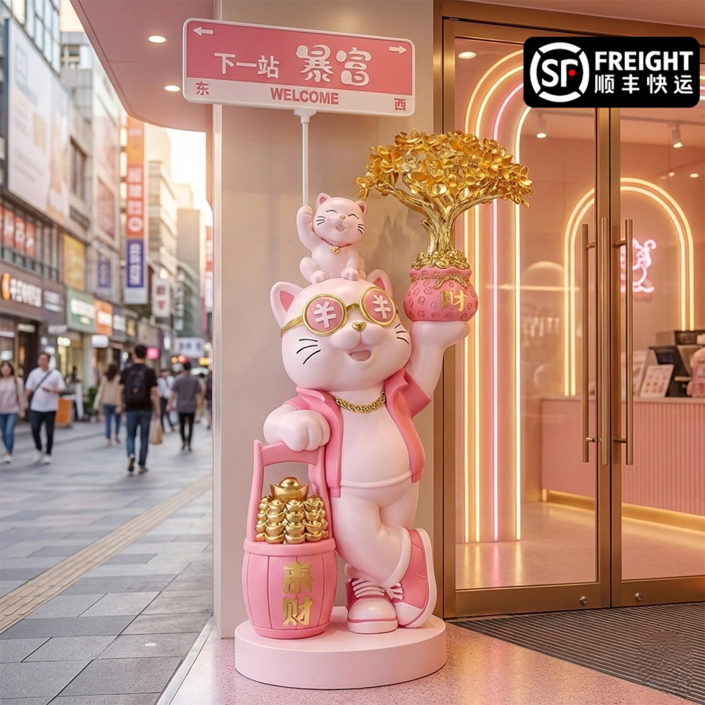 招财猫大号摆件服装店店铺门口开业礼品大型落地高档前台装饰品