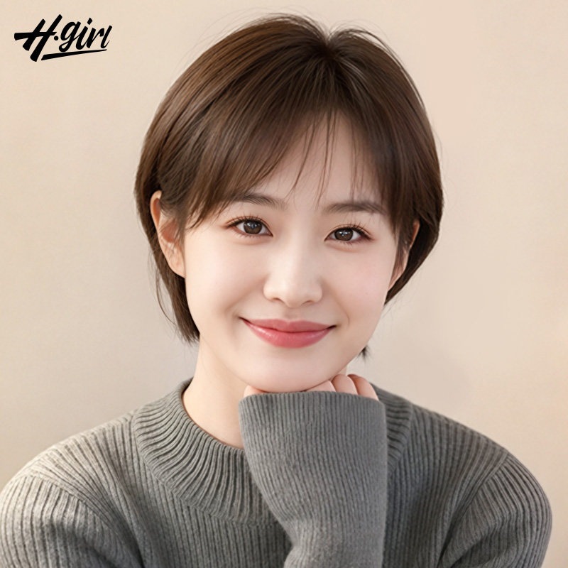 光头专用假发女全真发中老年妈妈款挂耳短发自然减龄双递针全头套