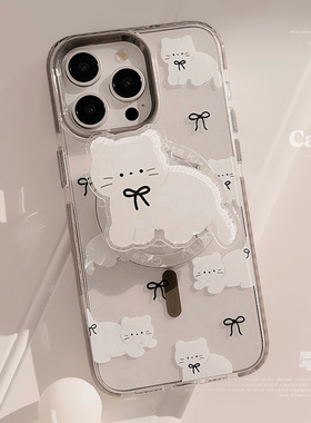 AceCase磁吸支架15Promax透明iPhone手机壳14适用13可爱蝴蝶结猫咪12防摔11