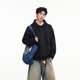 YKYB黄子韬 潮流连帽卫衣拼色设计宽松休闲百搭情侣套头帽衫春季