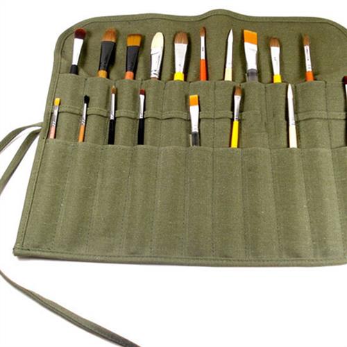 帆布绘画毛笔帘水粉笔袋毛笔专用插笔袋 收纳袋 画笔整理笔卷包邮