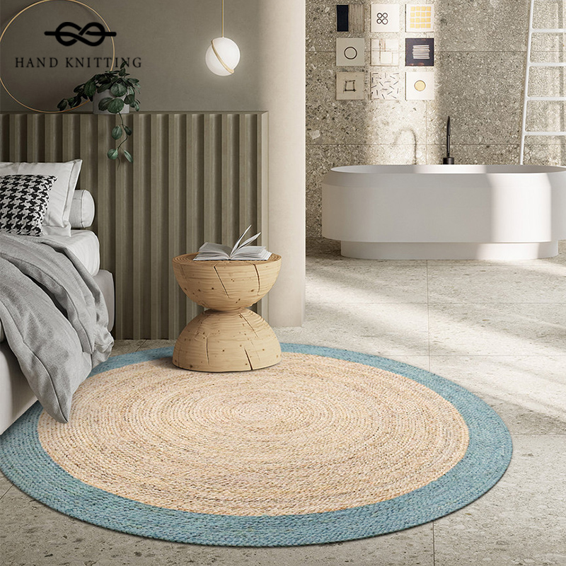 手工编织黄麻地毯客厅茶几沙发垫北欧风简约家用房间床边地垫定制