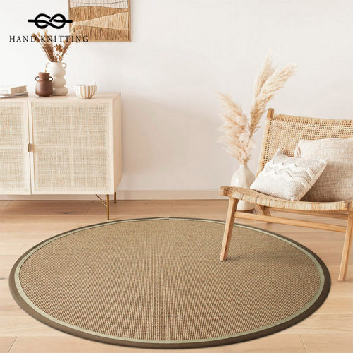 家用客厅茶几侘寂风剑麻圆形地毯