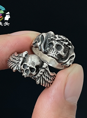 做旧复古骷髅戒指指环