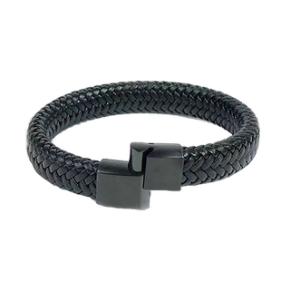 潮牌个性皮绳手链男款简约手镯复古朋克潮流手饰黑色手环男生单层