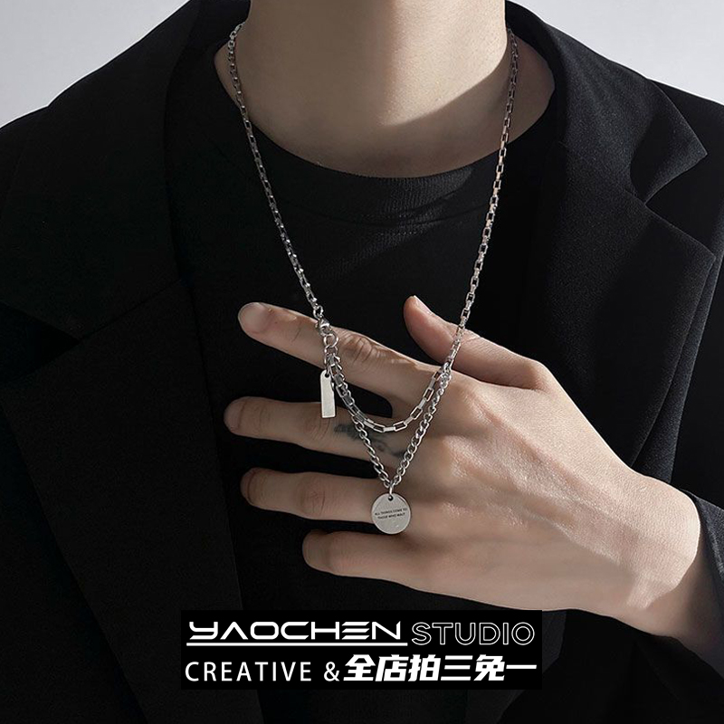 励志钛钢项链男潮男个性ins男士轻奢小众简约时尚吊坠高级饰品