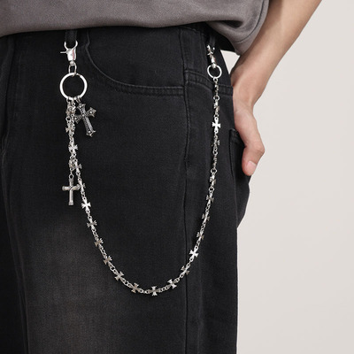 嘻哈双十字架牛仔裤链配饰