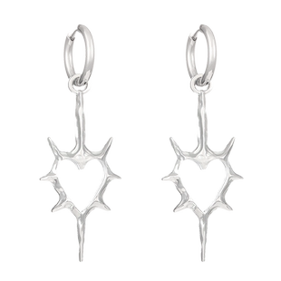 荆棘镂空爱心耳钉暗黑y2k男女亚文化千禧耳环2024新款爆款高级感