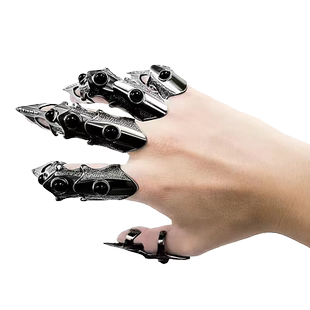 死灵铠甲戒骷髅骨架戒指尾戒外骨骼手环活动关节可调节男女配饰潮