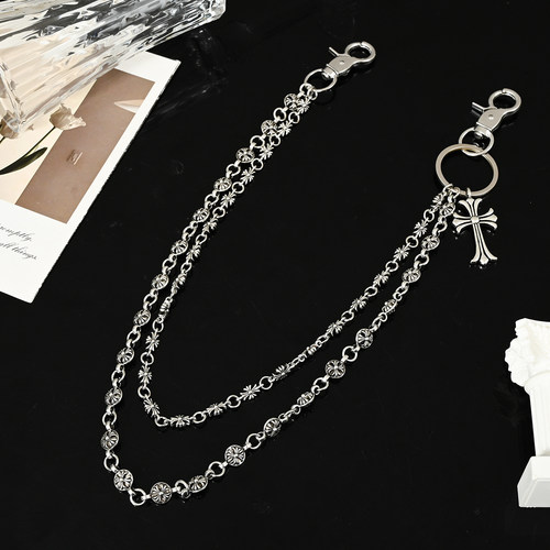 十字花双层嘻哈风男款牛仔裤裤链