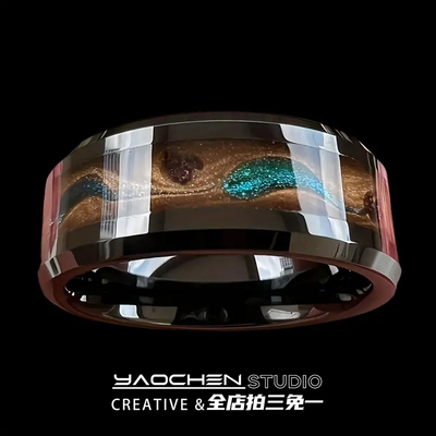 彩色流沙戒指男ins小众高级感