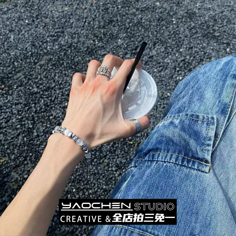 洗澡可佩戴手链男士冷淡风串珠小众设计高级感手串手环送男友礼物