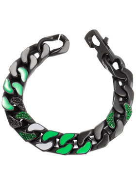 轻奢黑色粗古巴链烤漆嘻哈手链