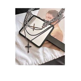 原创十字项链基础款叠戴小众设计choker男女多层锁骨链2024新款