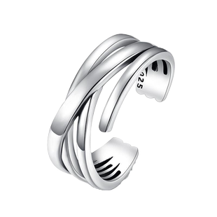 男士单身戒潮流个性组合叠戴线条戒指男女开口指环复古男款戒指