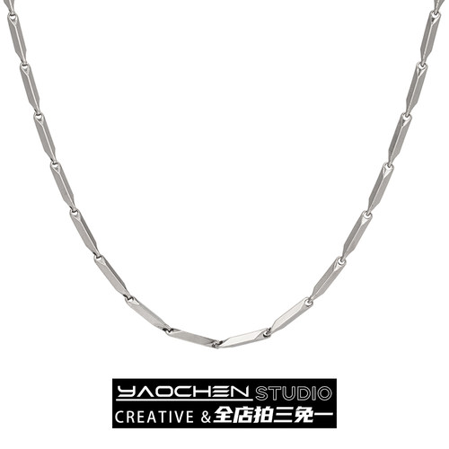 菱形钛钢项链男款潮牌百搭