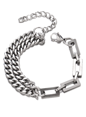 双层拼接钛钢手链钛钢嘻哈