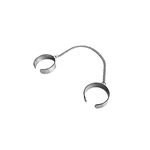 双戒指一体式链条开口可调节钛钢不掉色蹦迪嘻哈男女气质复古潮酷