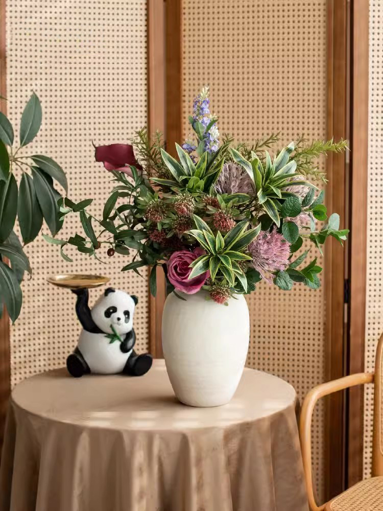 懒地美式仿真花摆件客厅设计师花束客厅餐桌摆件假花绢花家居花艺
