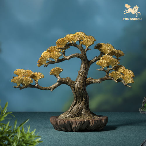 铜师傅《轻松》客厅桌面松树放青松铜摆件 开业乔迁之喜工艺品