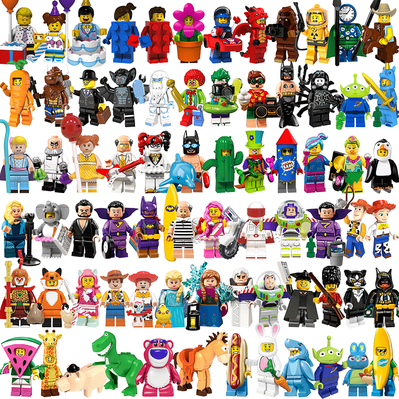 樂高抽抽乐积木人仔安娜爱莎怪兽动物孙悟空小丑巴斯益智拼装玩具