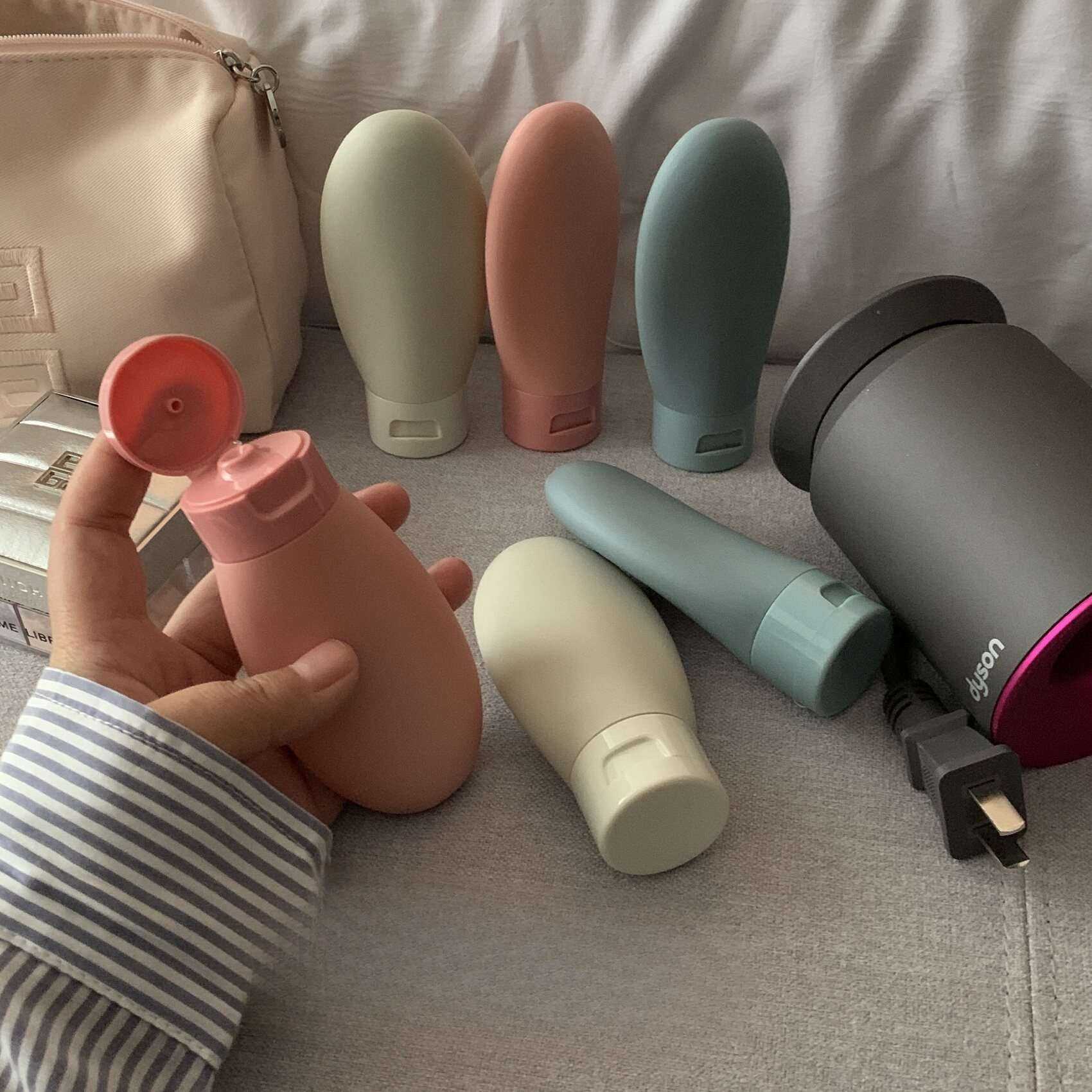 旅行分装瓶~3个装~PE翻盖倒立绒面软管瓶 化妆品软管挤压小样瓶