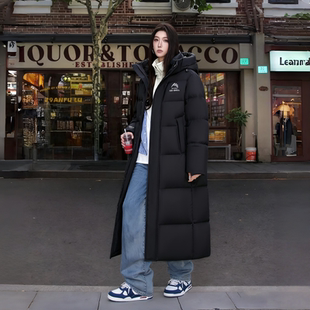 鸭鸭羽绒服女款冬季黑色长款2025年新款超厚外套爆款极寒中长款