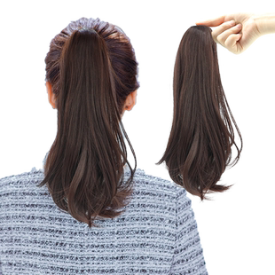 抓夹马尾假发女秋冬长发微卷仿真发假马尾短发高马尾辫子真发自然