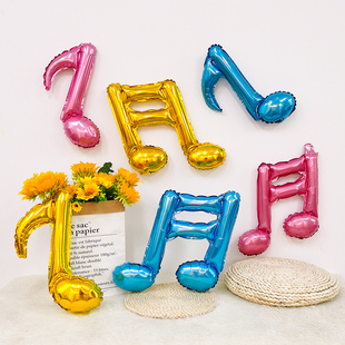 单双音符铝膜气球生日布置宝宝一周岁百天氛围派对音乐背景墙装饰