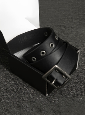 Team W王嘉尔同款pu皮带男女款潮百搭休闲简约百搭腰带宽版5cm