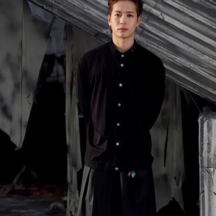 teamwang王嘉尔同款立领衬衫新中式中山领钢圈设计丝滑男休闲宽松