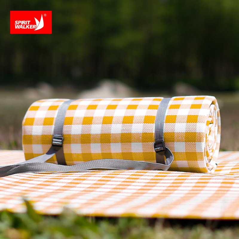 Spiritwalker户外网红野餐垫防潮垫 ins黄白加大防水露营帐篷地垫