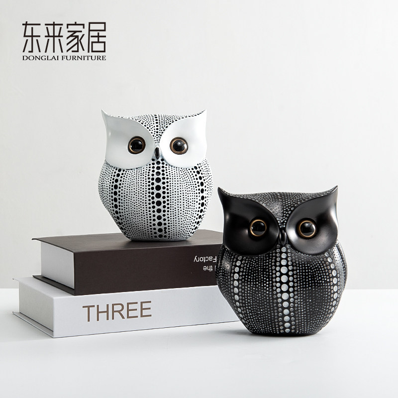 现代简约猫头鹰摆件可爱创意客厅北欧酒柜装饰品书桌面样板房摆设