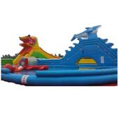 移动水上乐园设备龙鲨乐园组合户外儿童充气水滑梯大型亲子戏水池