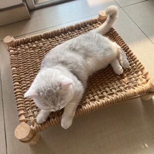 猫窝四季通用实木麻绳编织睡窝耐磨耐抓夏天猫咪睡觉专用抓板猫床