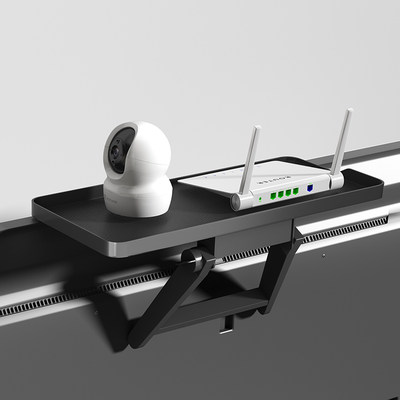 电视机顶盒置物架免打孔悬空支架路由器收纳盒屏幕上放遥控器托架