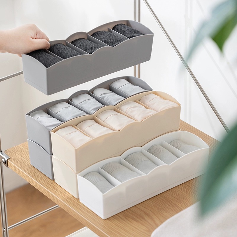 可叠加多功能分格袜子收纳盒家用分隔内衣多格整理抽屉储物小盒子