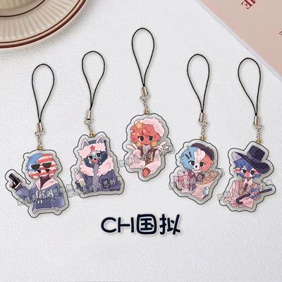 ch国拟五常手机挂链书包挂饰送同学瓷美俄美法动漫饰品学生礼物潮
