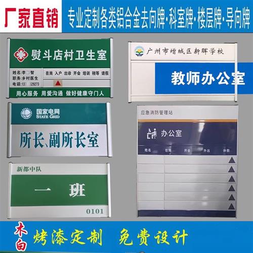 定制铝合金科室牌门牌可更换抽拉人员去向牌岗位牌学校办公室弧形