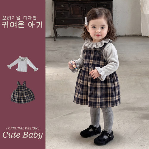 全棉A类女童裙子套装小女