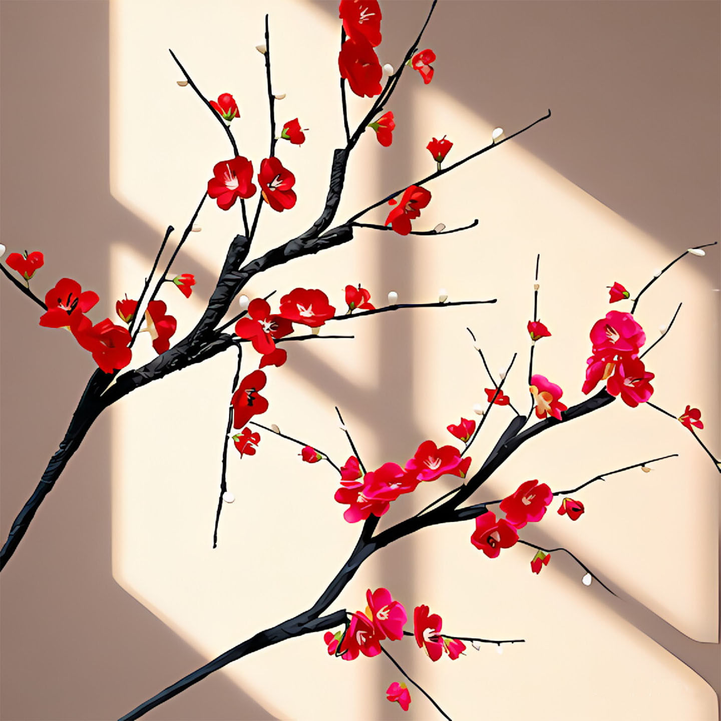 中式仿真梅花枝腊梅红梅高枝假花客厅婚庆酒店家居装饰品插花摆件