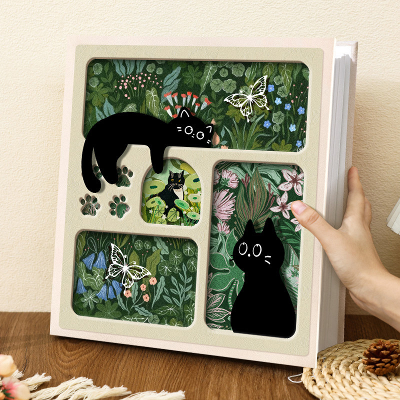 国风相册diy自粘贴覆膜式宝宝成长纪念册大容量家庭儿童照收纳3寸