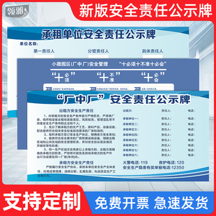 厂房承租单位安全责任公示牌浙江省工业园区厂中厂安全责任公示牌十必须十不准十必会工厂车间告示制度标识牌