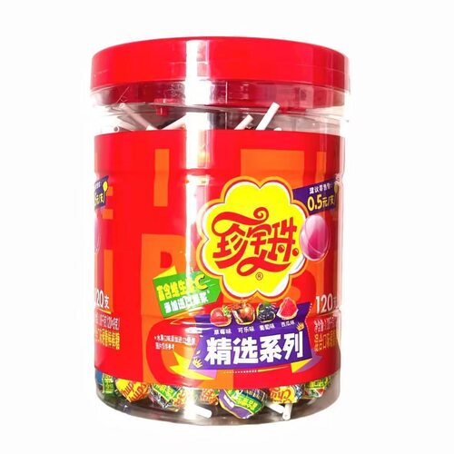 珍宝珠桶装混合口味棒棒糖120支