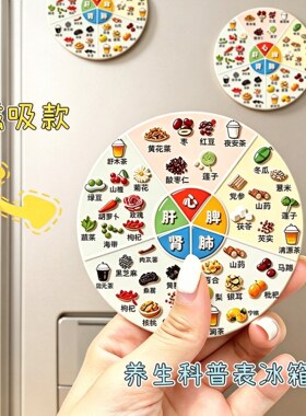 亚克力磁吸养生冰箱贴五脏六腑食疗图谱家庭生活健康科普装饰贴