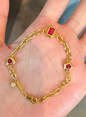 新中式多边形彩宝手链五角星手环