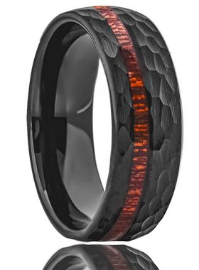 镀黑色木皮真空锤纹新款钨钢戒指热卖镶嵌男款戒指